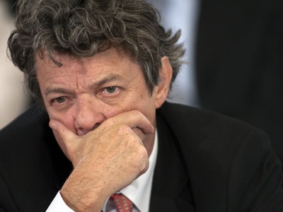 France’s Ecology minister Jean-Louis Borloo attends a meeting with entrepreneurs in L’Isle Adam