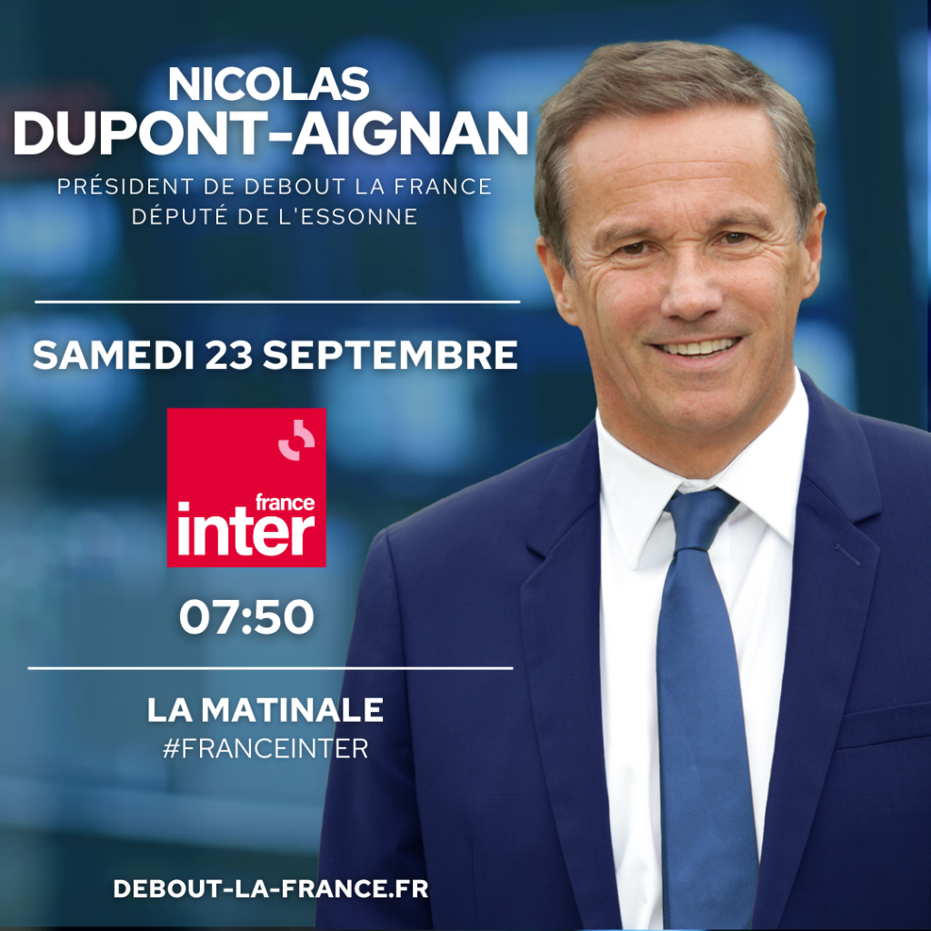 Nicolas DUPONT-AIGNAN sur France Inter le 23/09/23