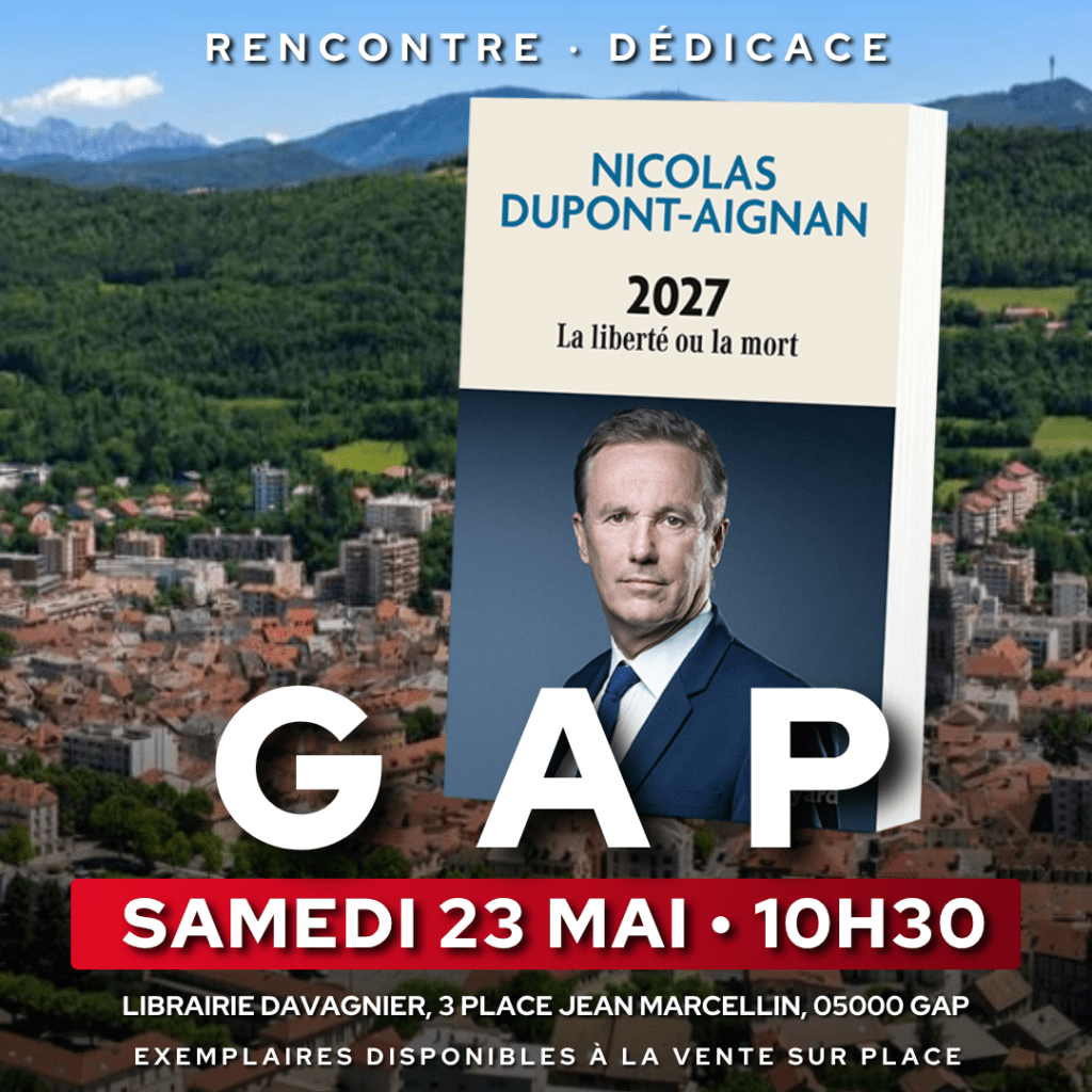 Nicolas Dupont-Aignan en dédicace à Gap le 23/05/26
