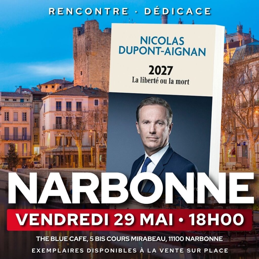 Nicolas Dupont-Aignan en dédicace à Narbonne le 29/05/26
