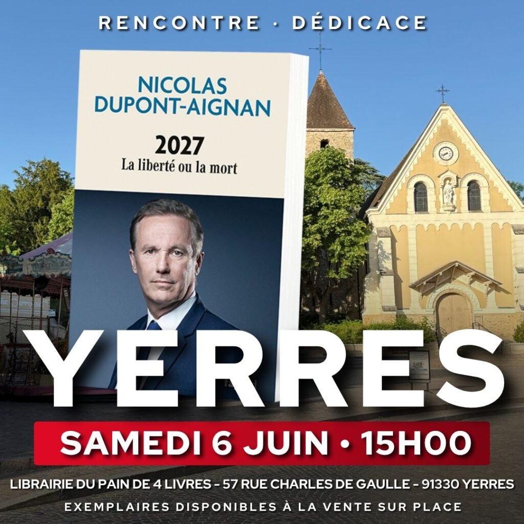 Nicolas Dupont-Aignan en dédicace à Yerres le 06/06/26