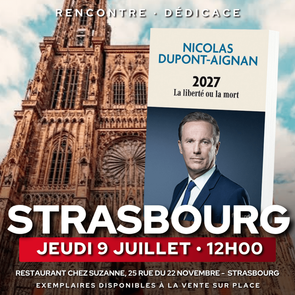 Nicolas Dupont-Aignan en dédicace à Strasbourg le 09/07/2026