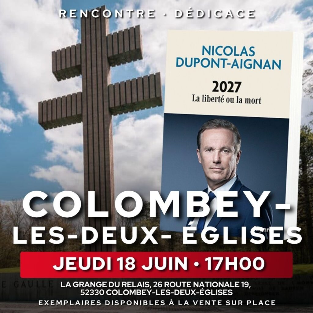 Nicolas Dupont-Aignan en dédicace à Colombey-les-deux-Église le 18/06/2026