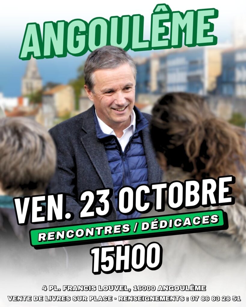 Nicolas Dupont-Aignan à Angoulême le 23/10/2026